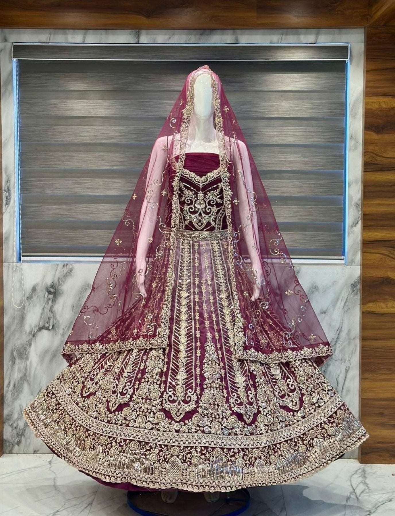 Party Wear Velvet Lehenga with Sequins and Diamond Work
