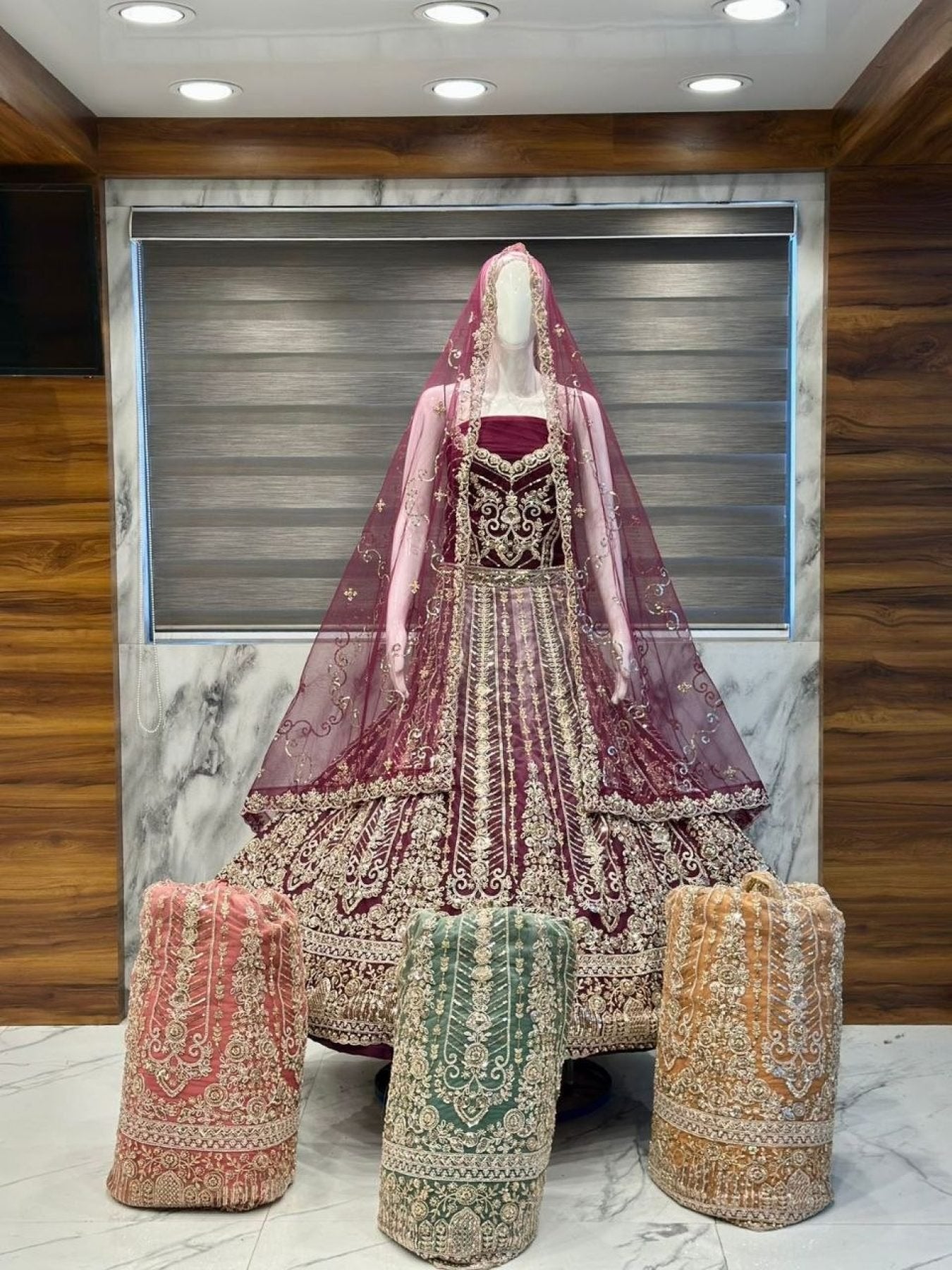 Party Wear Velvet Lehenga with Sequins and Diamond Work