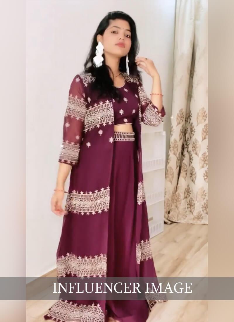 Exquisite Purple Color Jacket Style Lehenga