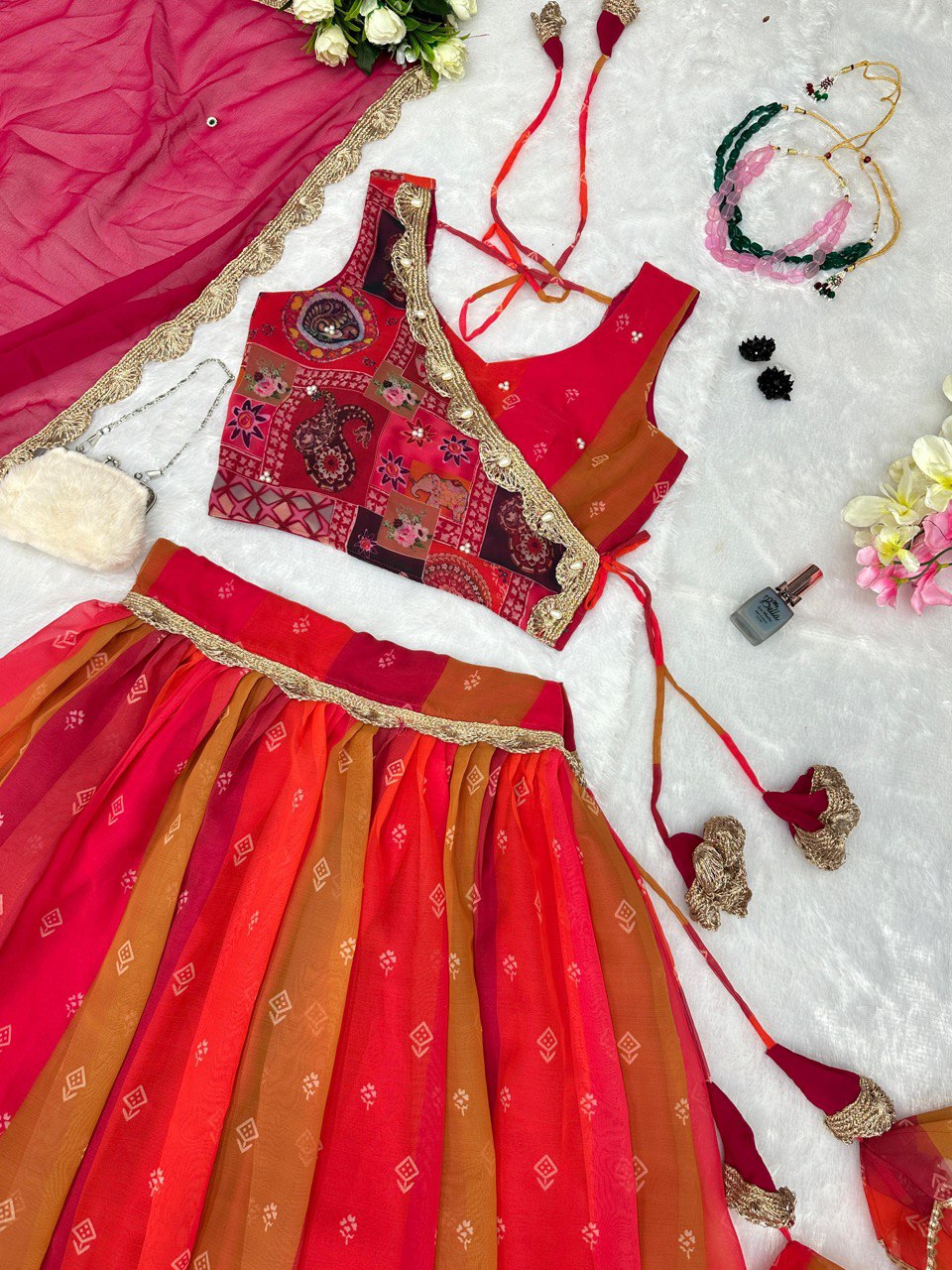 Exquisite Red Real Kalamkari Lehenga with Modern Touch