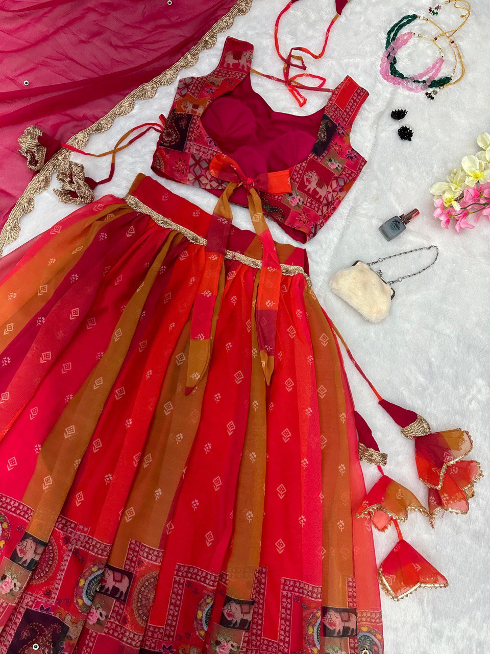 Exquisite Red Real Kalamkari Lehenga with Modern Touch