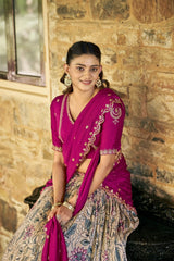 Kalamkari Print Lehenga with Lace Border for Wedding Functions