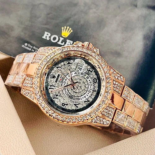 Rolex Men’s Analog Rose gold Arabic Diamond Watch