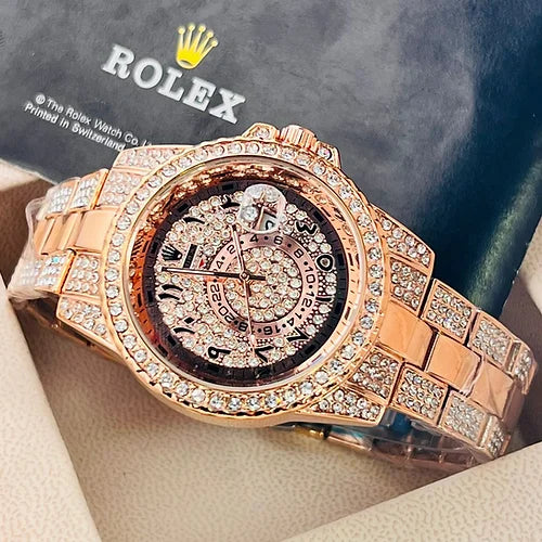 Rolex Men’s Analog Rose gold Arabic Sky Dweller Diamond Watch