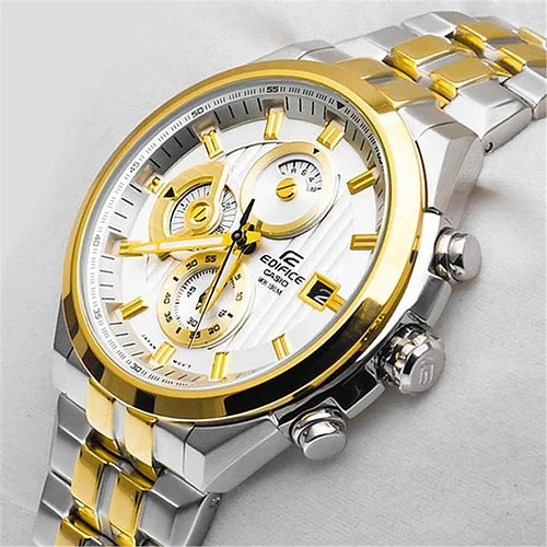 Casio Edifice Chronograph Men's Watch Silver Gold Metal ED426 Watch for Man 556S