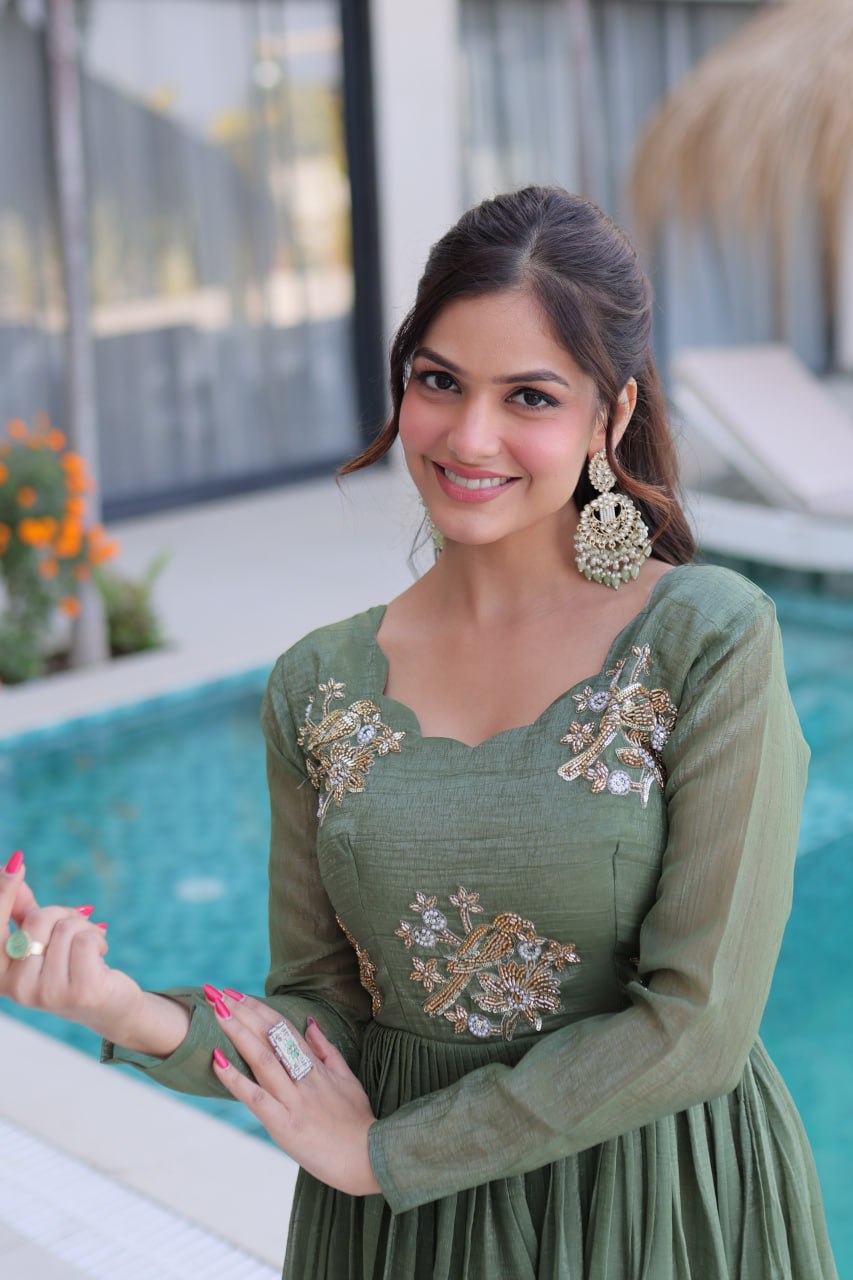Fair Green Embroidered Gown