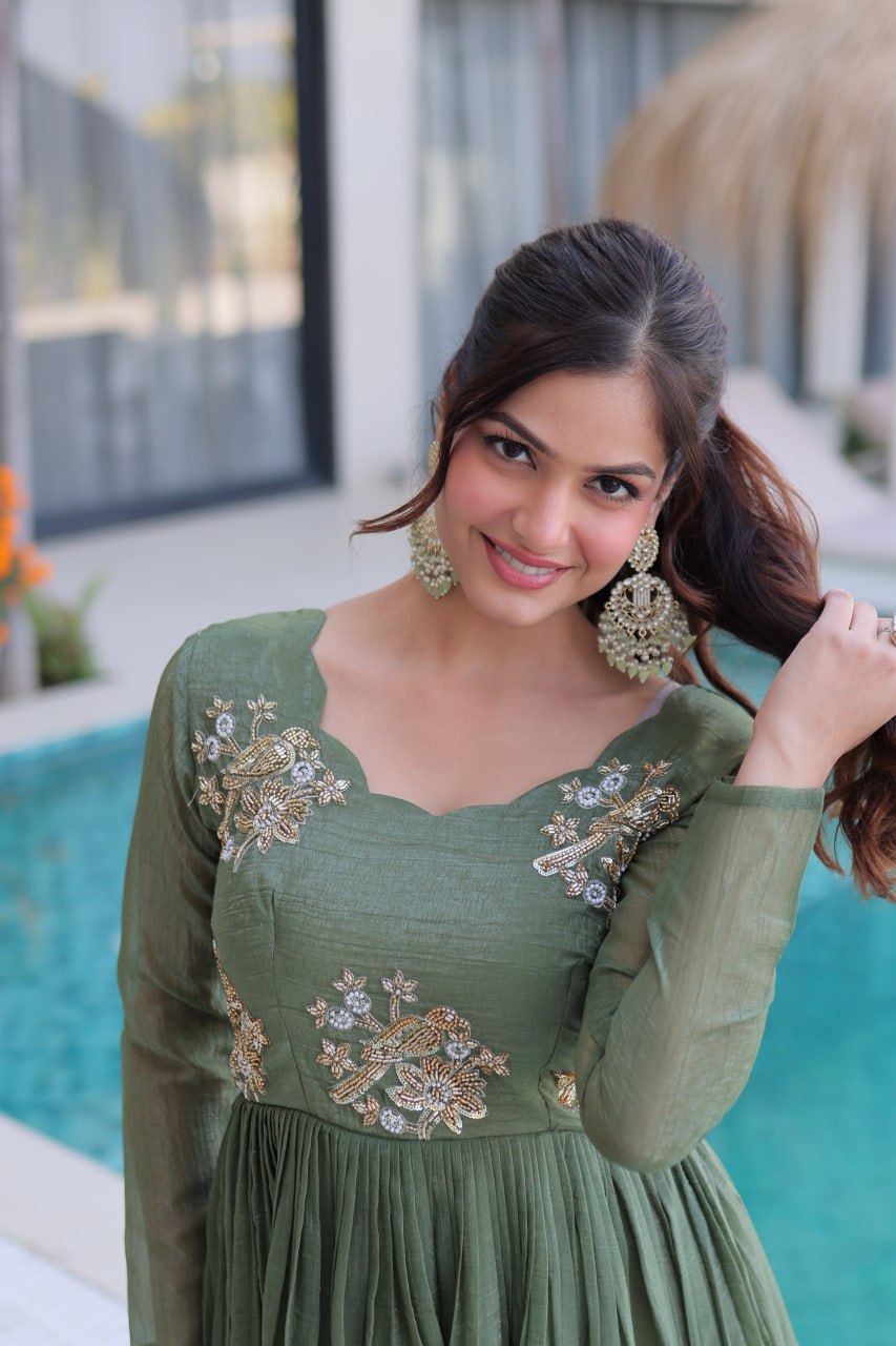 Fair Green Embroidered Gown