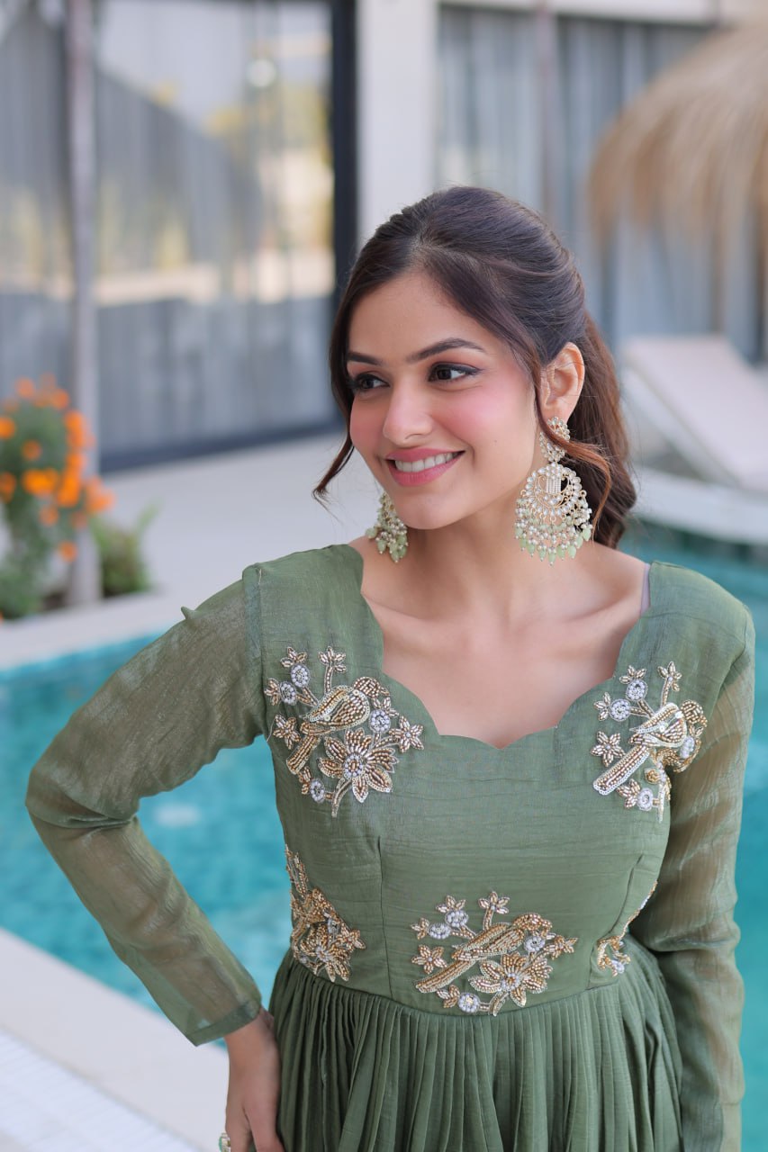 Fair Green Embroidered Gown