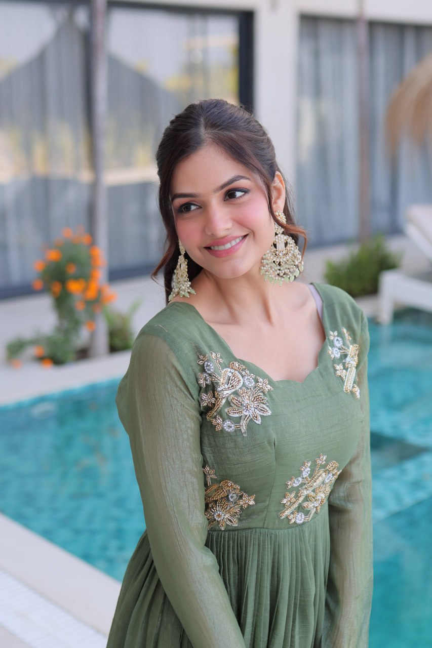 Fair Green Embroidered Gown
