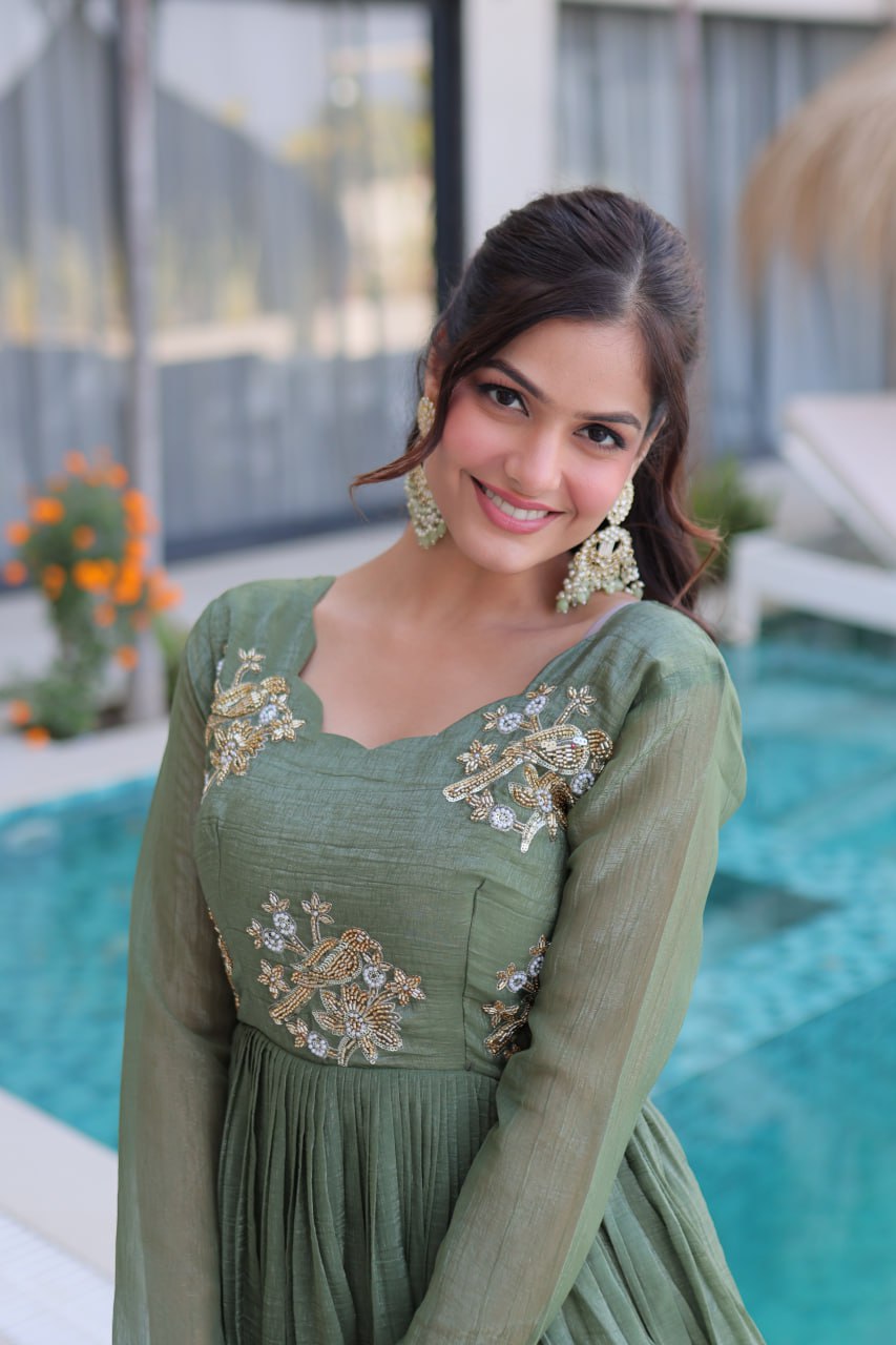 Fair Green Embroidered Gown