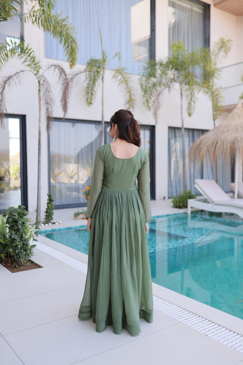 Fair Green Embroidered Gown
