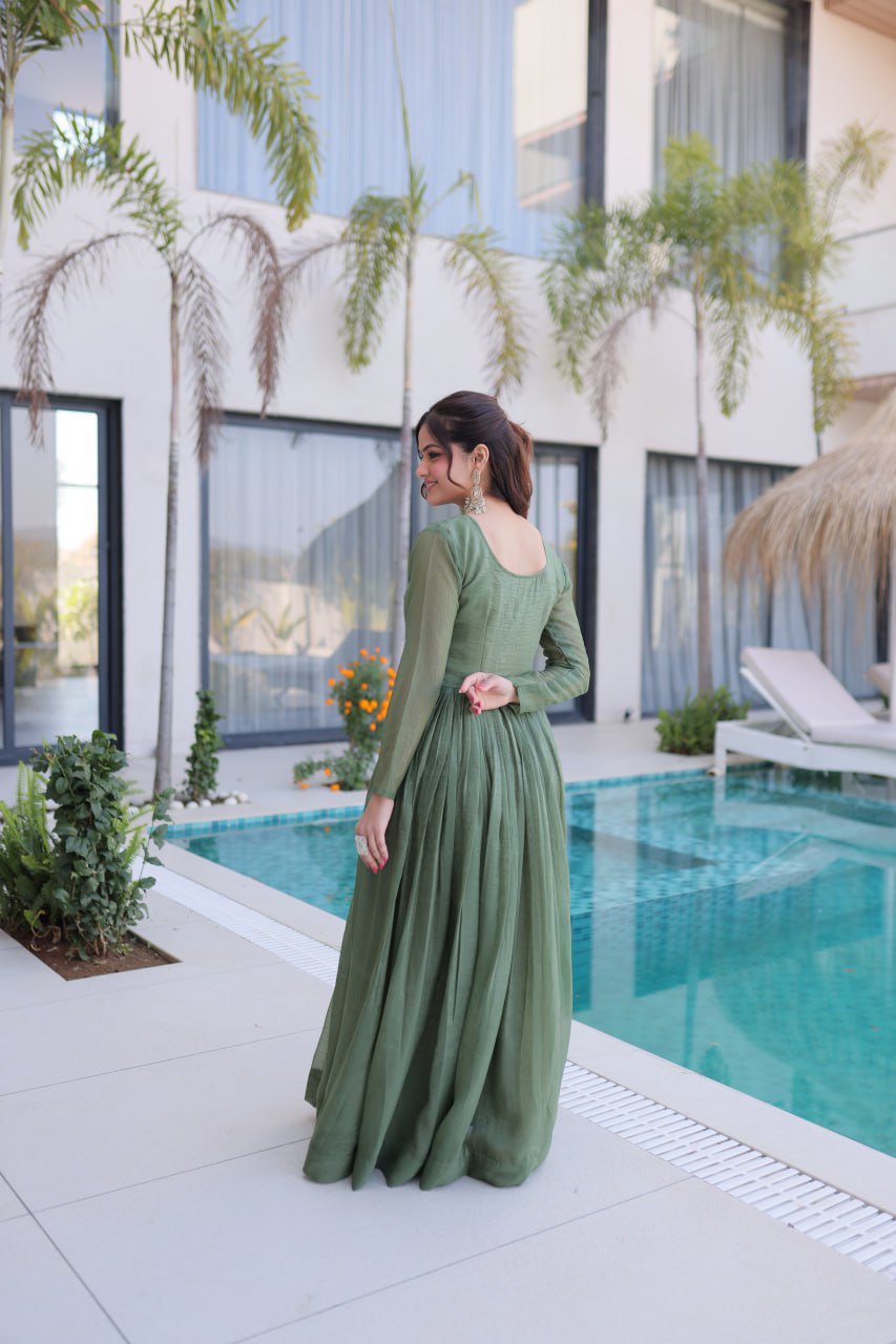 Fair Green Embroidered Gown