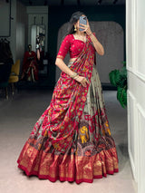 Fair Green Kalamkari Print Lehenga