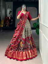 Fair Green Kalamkari Print Lehenga