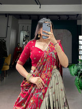 Fair Green Kalamkari Print Lehenga