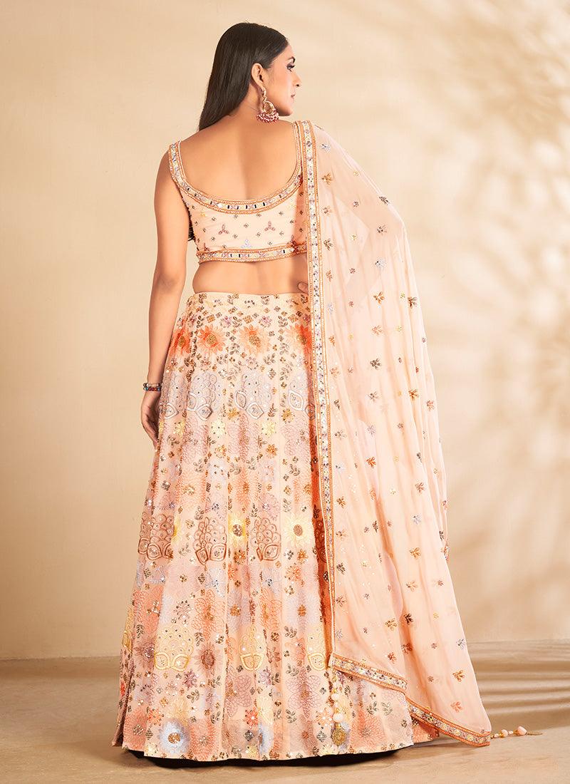 Fantastic Peach Color Georgette Base Printed Lehenga Choli