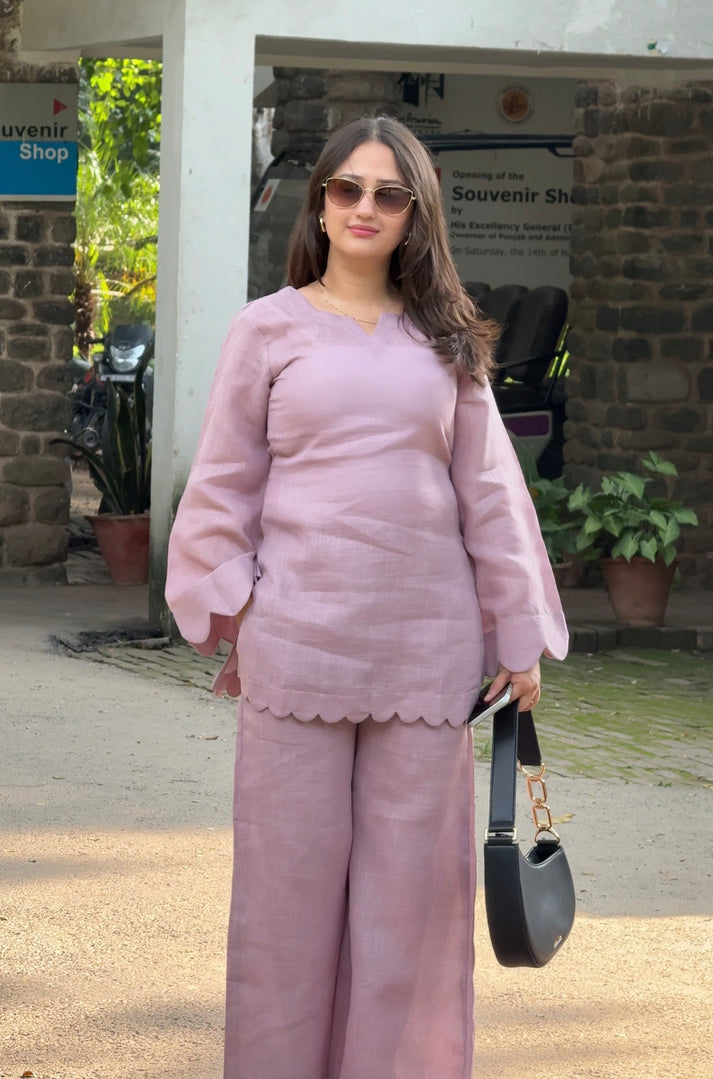 Ros muse pure linen co ord set relaxed fit top wide leg pants shree mall