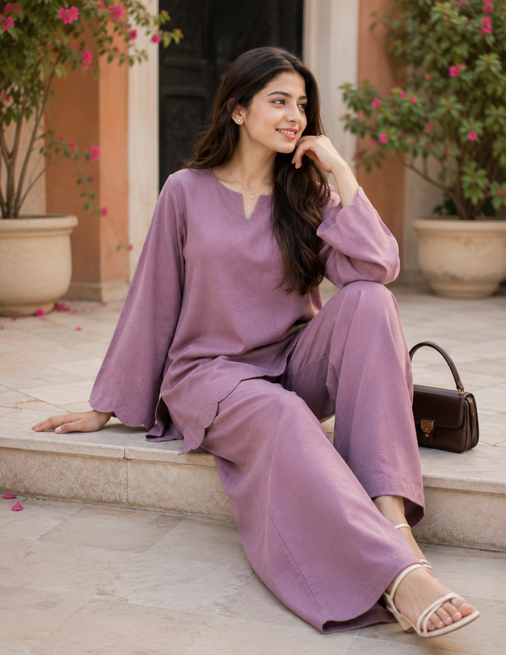 Ros muse pure linen co ord set relaxed fit top wide leg pants shree mall