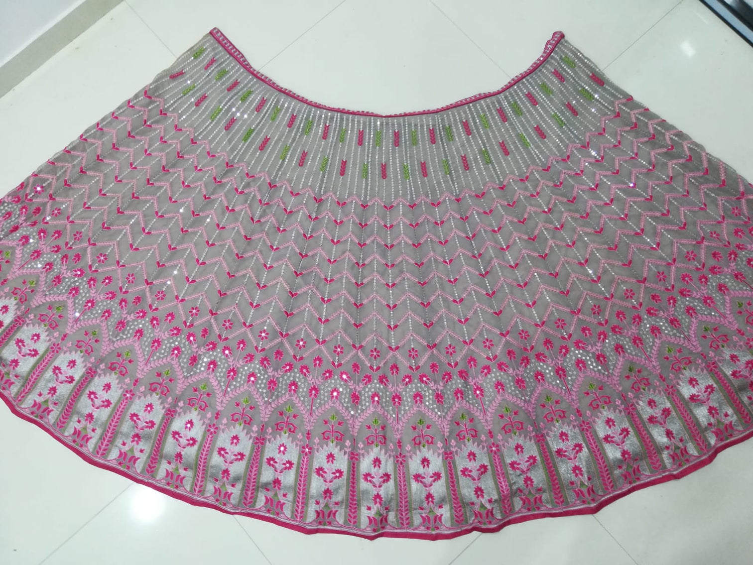 Faux Georgette Magenta Lehenga Choli Dupatta Set with Embroidered Sequins