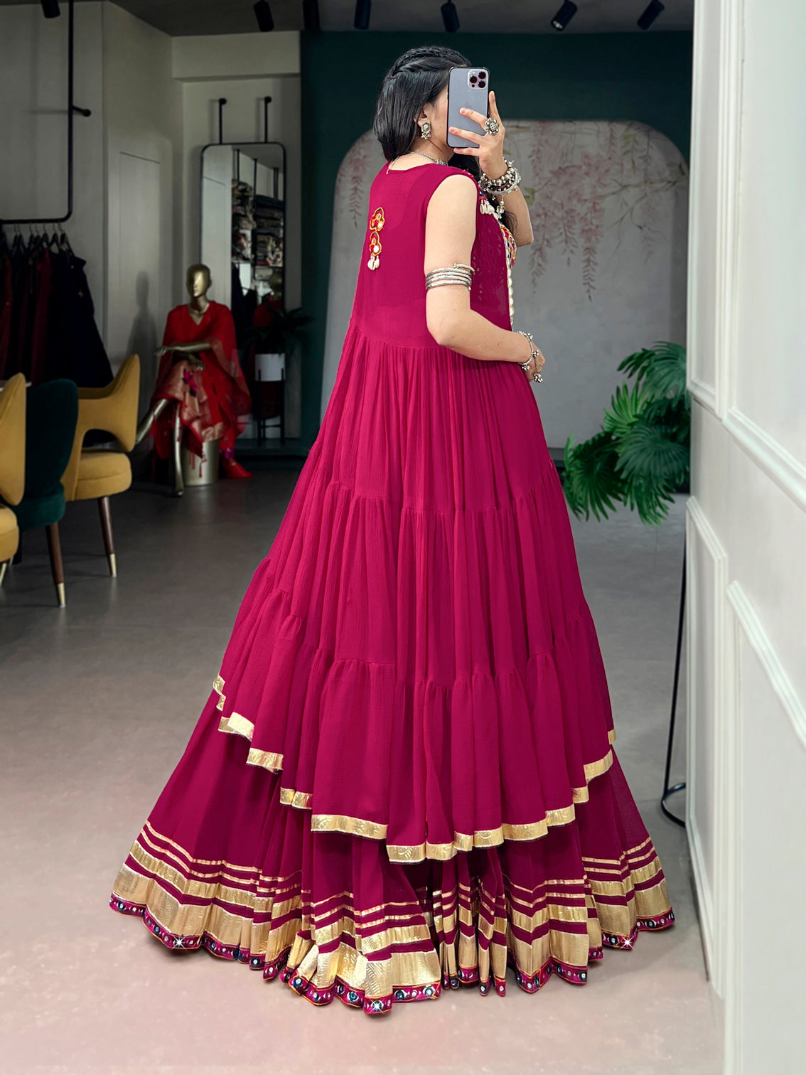 Gamthi work marbel chaniya choli