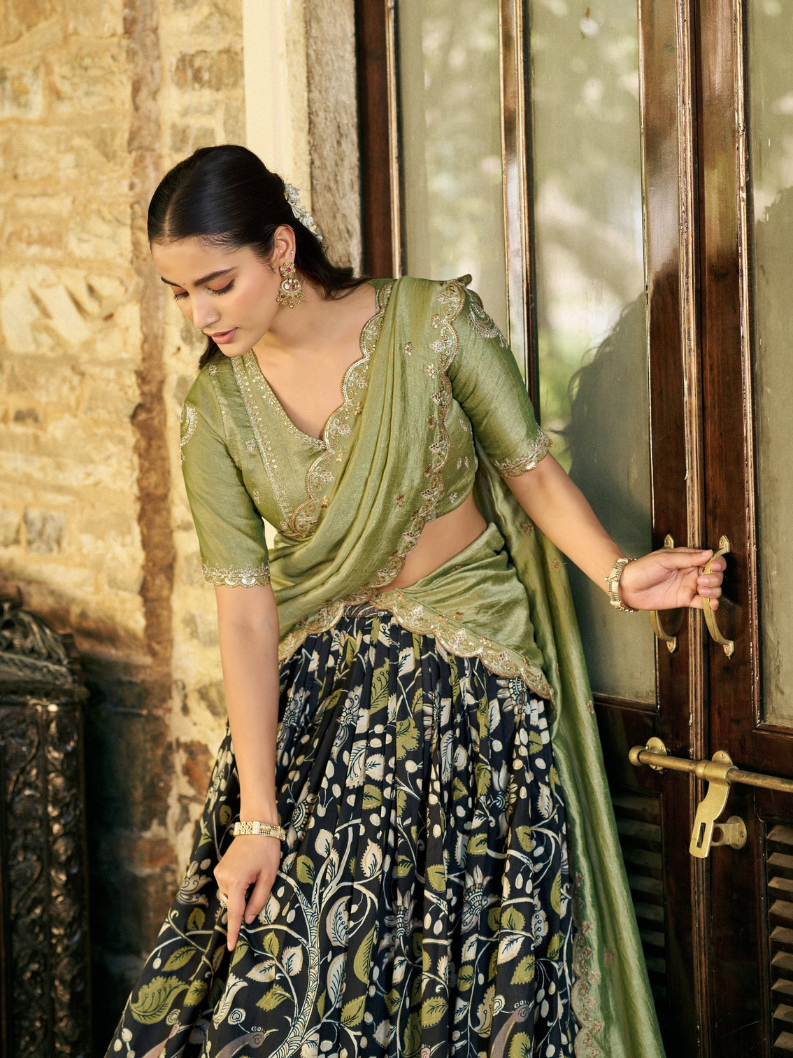 Traditional wear embroidery lehenga choli