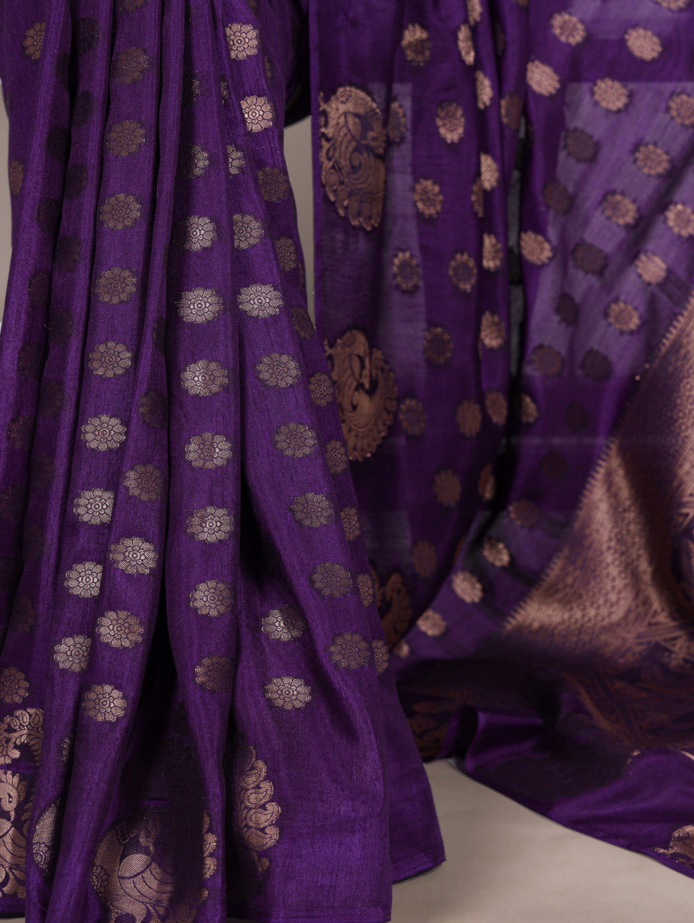 Purple roop silk saree with zari weaving unstitched lace blouse