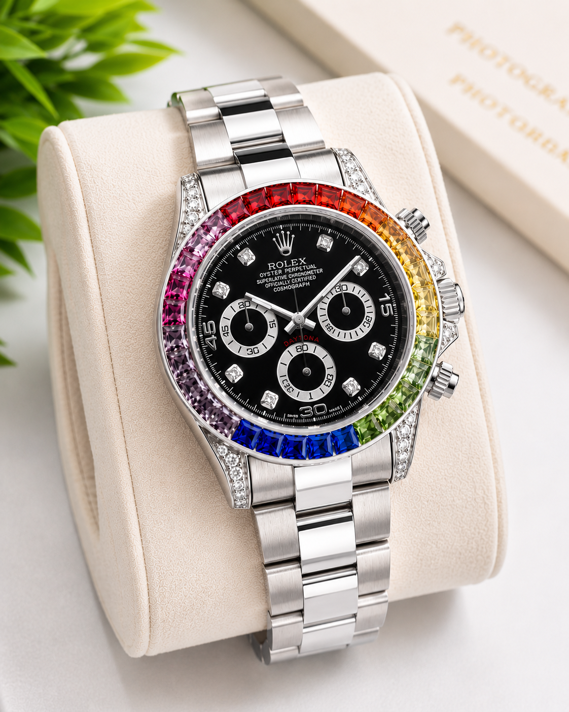 Rolex Daytona Rainbow Silver Watch