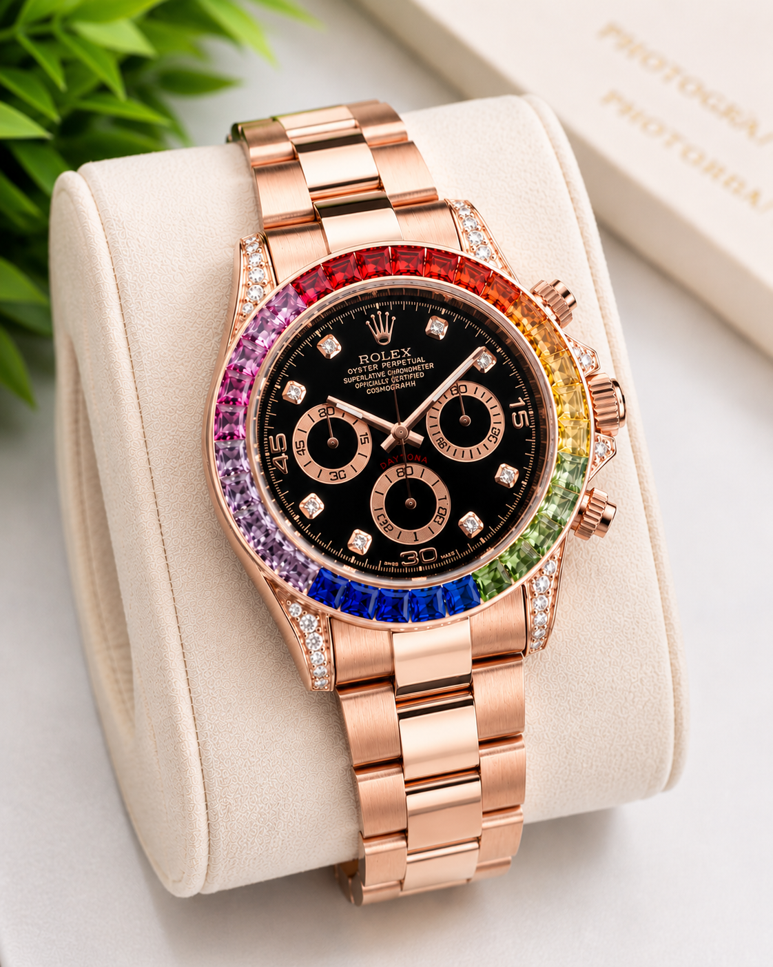 Role_x Daytona Rainbow Rose Gold Watch