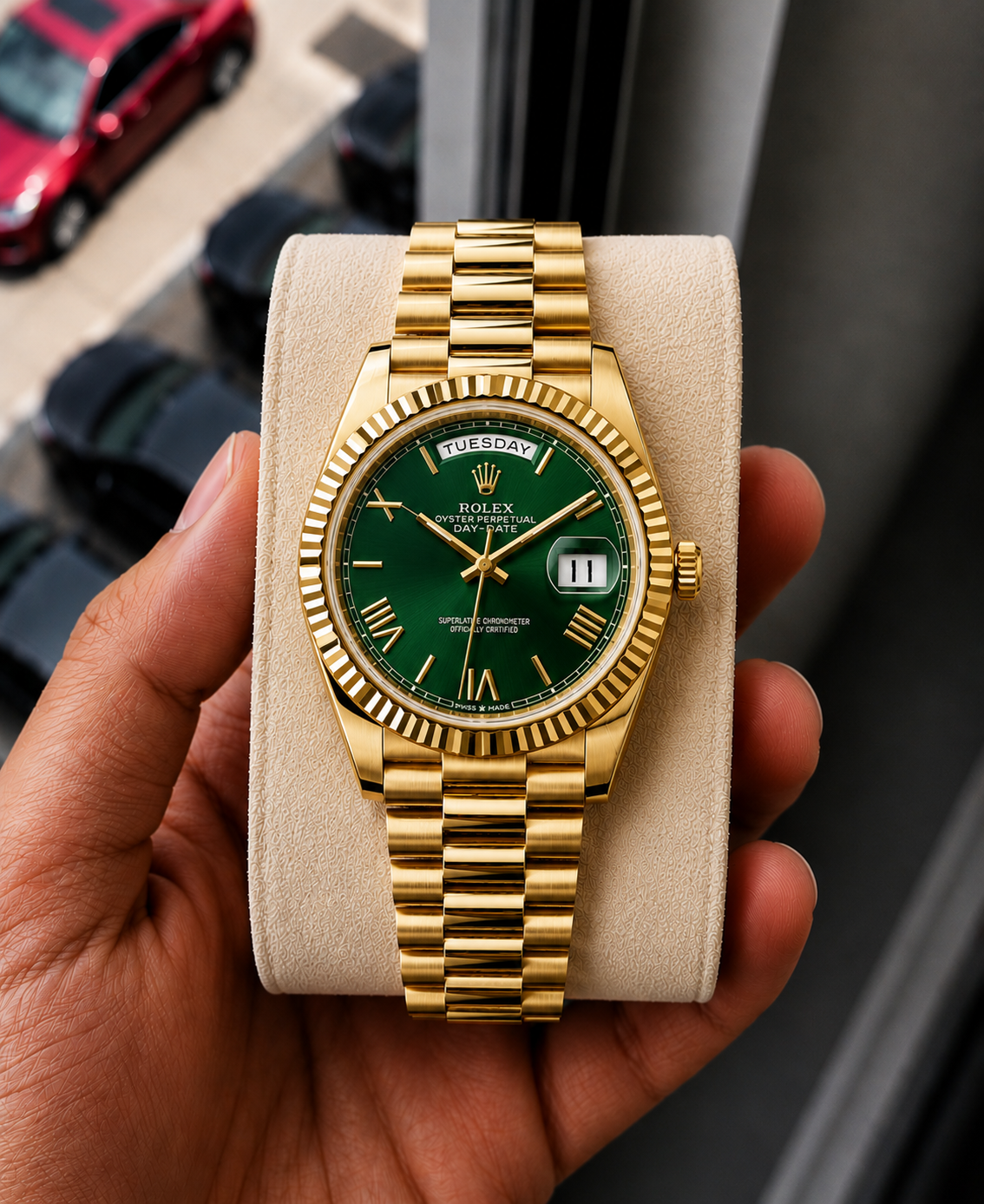 Rolex Day Date Gold/ Green Watch