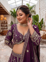 Chinon Silk Plus Size Lehenga Choli with Zari Sequins Embroidery