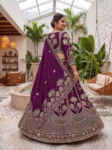Chinon Silk Plus Size Lehenga Choli with Zari Sequins Embroidery