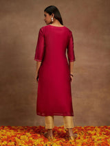 Libas Fuchsia Chanderi Silk Woven Design Kurta