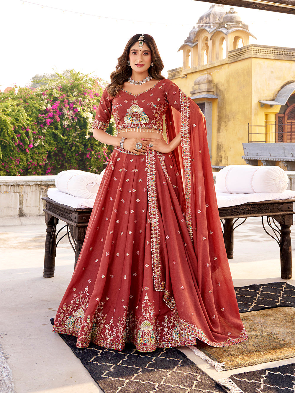 Salmon color chocolate crush chaniya choli