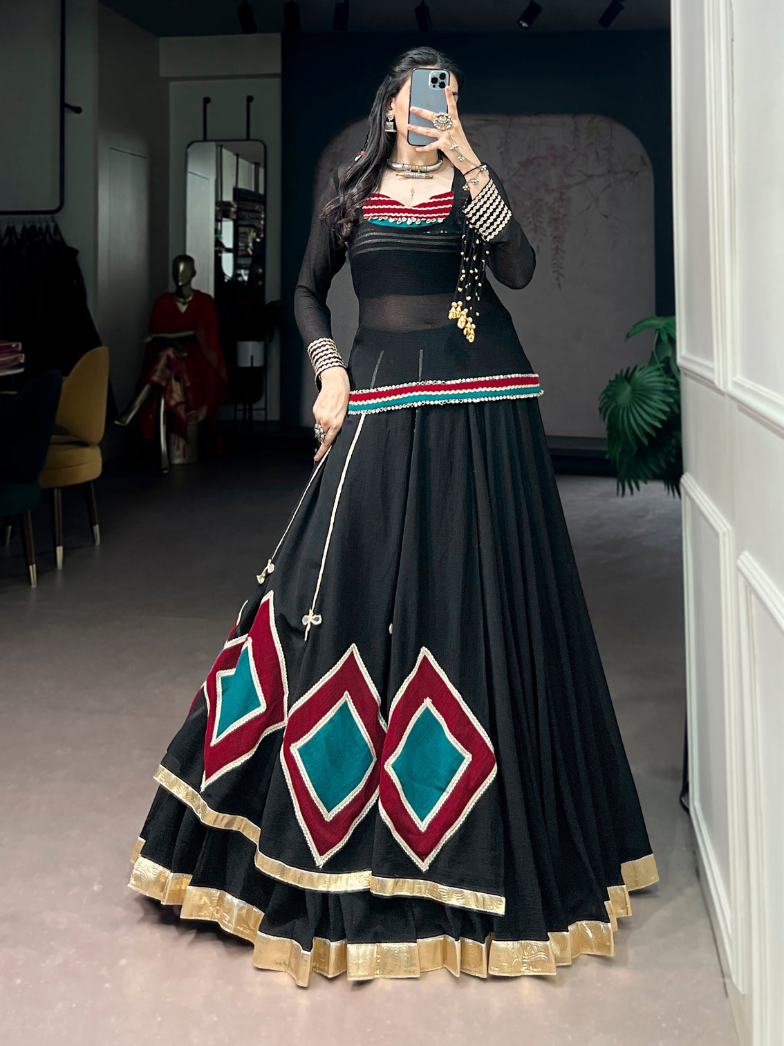 Navratri speacial black color marbel chaniya choli