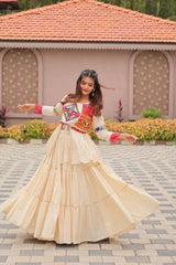 GarbaGlow Cotton Lehenga with Flare and Gamthi Work for Navratri Nights