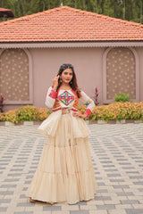 GarbaGlow Cotton Lehenga with Flare and Gamthi Work for Navratri Nights