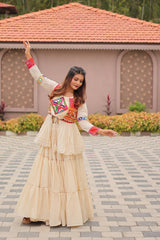 GarbaGlow Cotton Lehenga with Flare and Gamthi Work for Navratri Nights