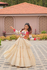 GarbaGlow Cotton Lehenga with Flare and Gamthi Work for Navratri Nights