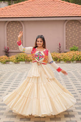 GarbaGlow Cotton Lehenga with Flare and Gamthi Work for Navratri Nights