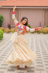 GarbaGlow Cotton Lehenga with Flare and Gamthi Work for Navratri Nights