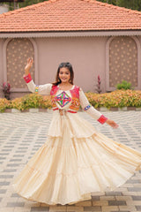 GarbaGlow Cotton Lehenga with Flare and Gamthi Work for Navratri Nights