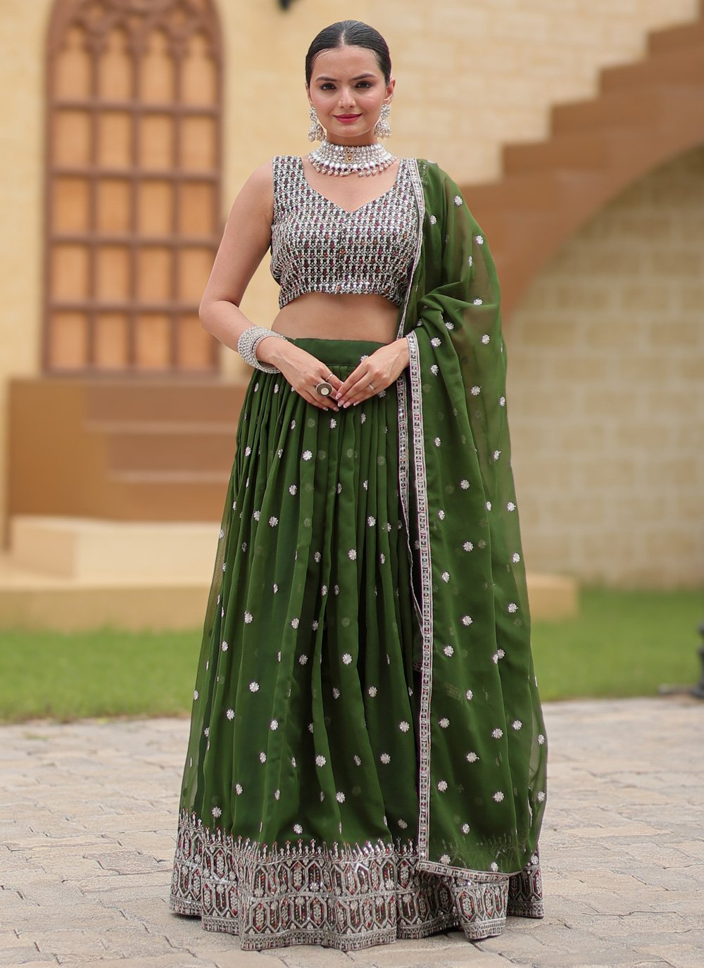 Designer Green Classic  Lehenga Choli Set