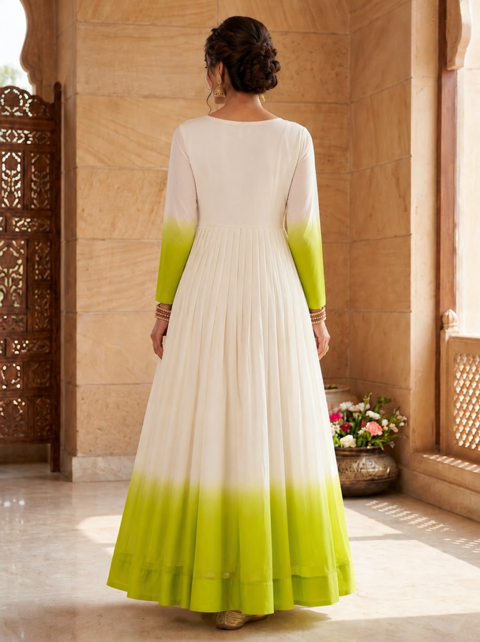 Georgette Gown with Woolen Thread Work