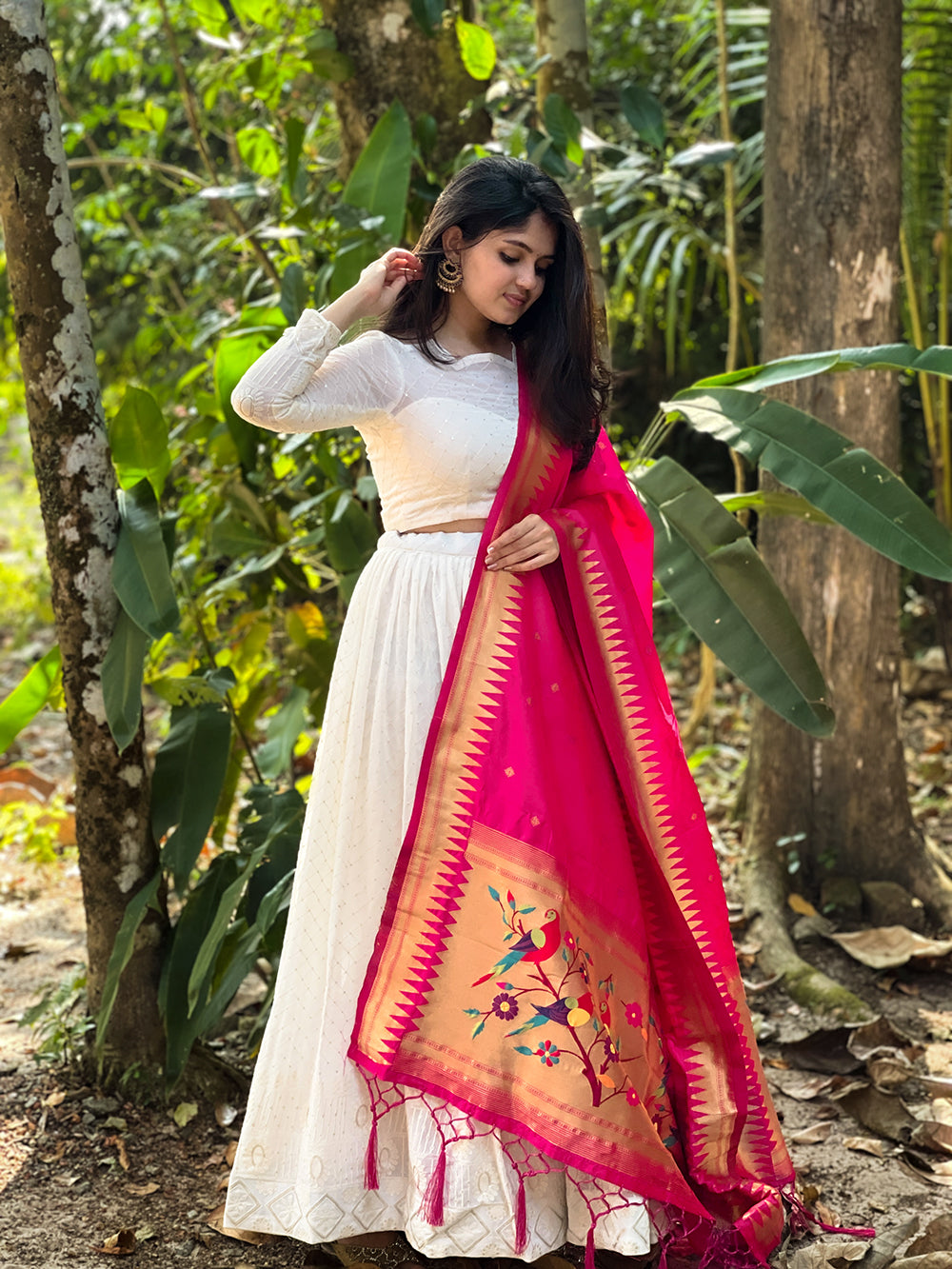 White Color  Lucknowi & Sequins Embroidery work Georgette Lehenga