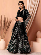 Georgette Zari Sequins Embroidered Lehenga Choli with Net Dupatta