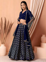 Georgette Zari Sequins Embroidered Lehenga Choli with Net Dupatta