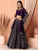 Georgette Zari Sequins Embroidered Lehenga Choli with Net Dupatta