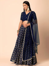 Georgette Zari Sequins Embroidered Lehenga Choli with Net Dupatta