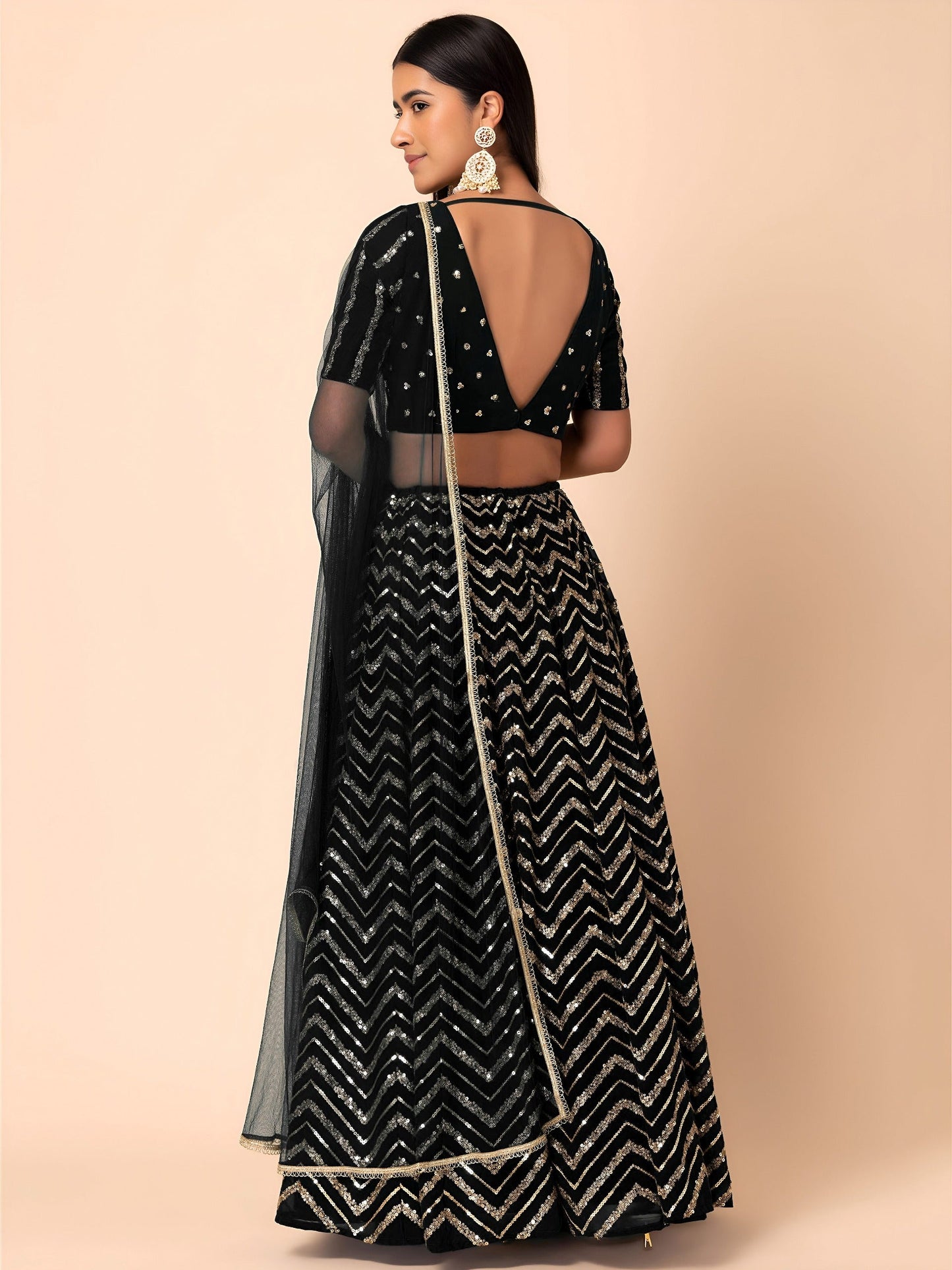Georgette Zari Sequins Embroidered Lehenga Choli with Net Dupatta