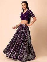 Georgette Zari Sequins Embroidered Lehenga Choli with Net Dupatta